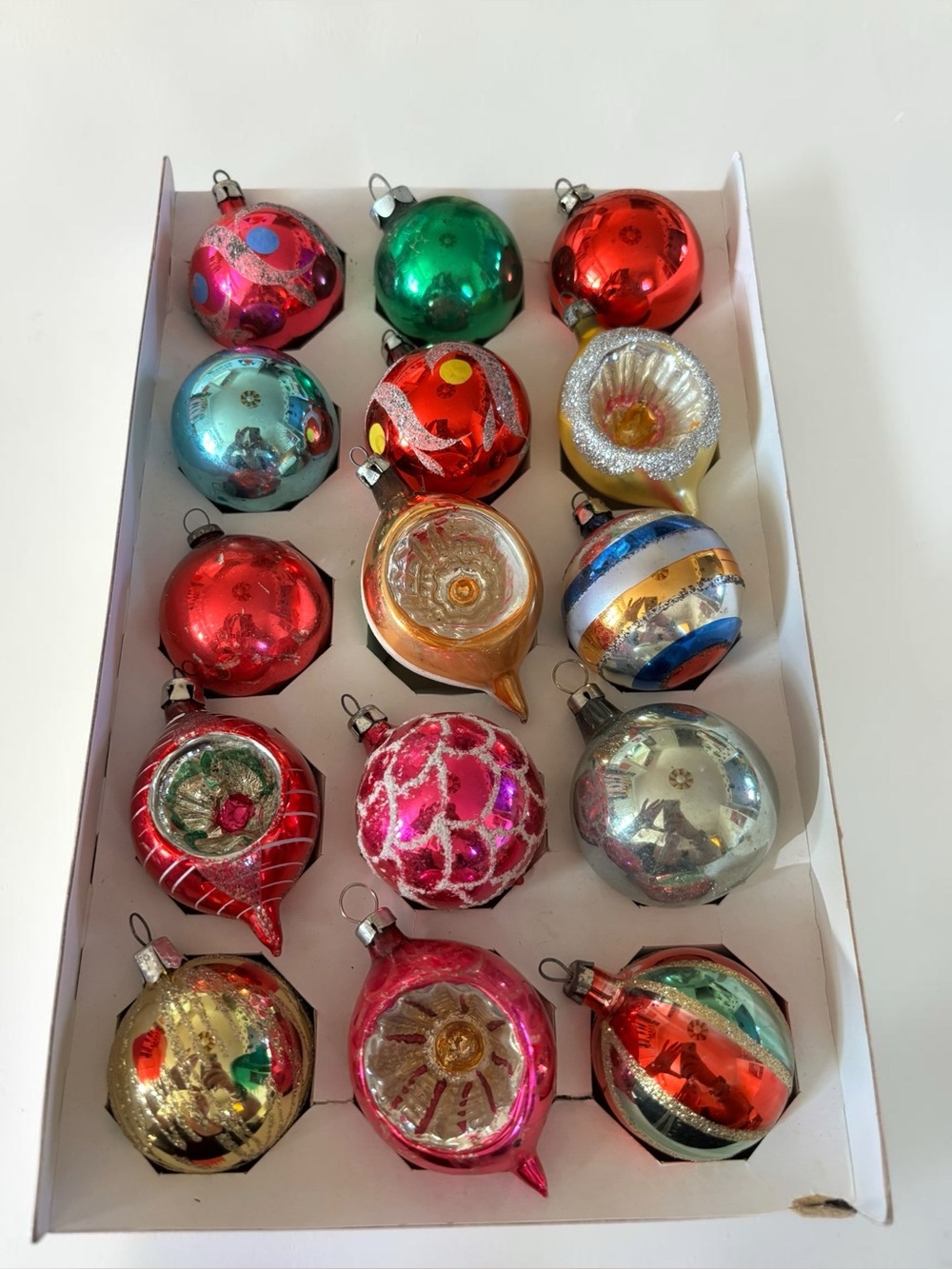 Vintage Czechoslovakia Glass Christmas Ornaments 15 Indent Reflector MCM